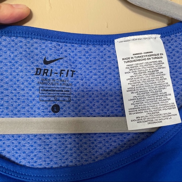 Blue Nike Dri Fit Stay Cool Long Sleeve Blue and white Large - Picture 2 of 5